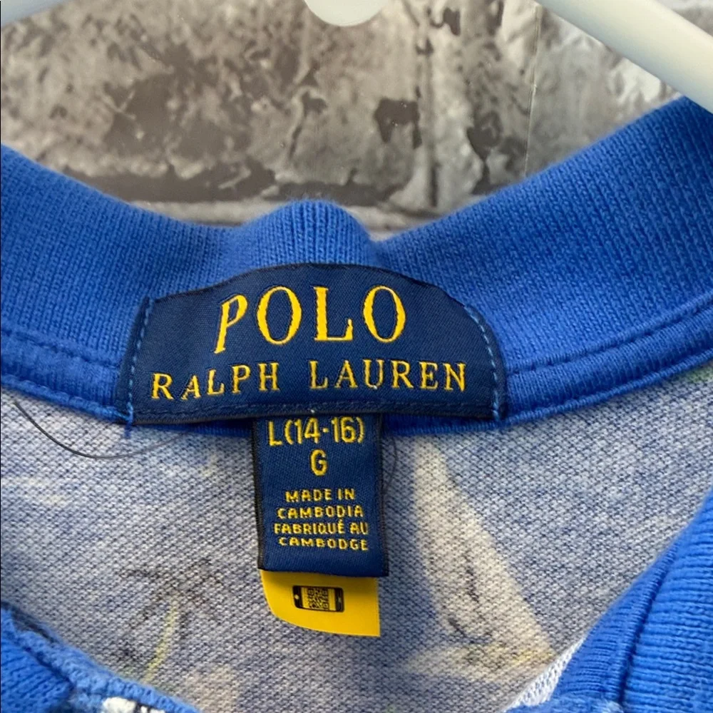 Boy's Polo Ralph Lauren Blue Nautical‎ Print Polo Shirt - Picture 3 of 8